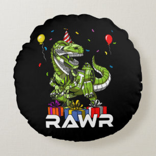Kids T-Rex Dinosaur Robot Rawr Birthday Boy Party Round Cushion
