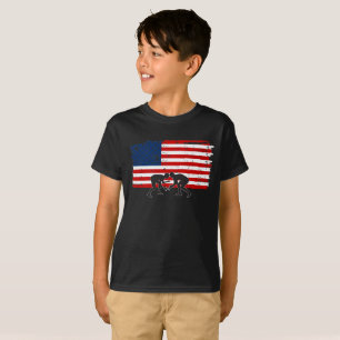 Kids T-shirt American Flag Wrestling Cool Design