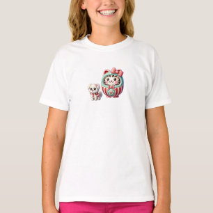 Kids T-Shirt - Cute Japanese Daruma with Puppy