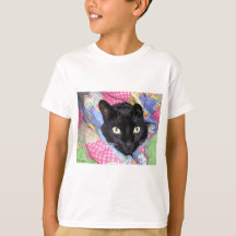 Kid's T-Shirt: Funny Cat wrapped in Blankets