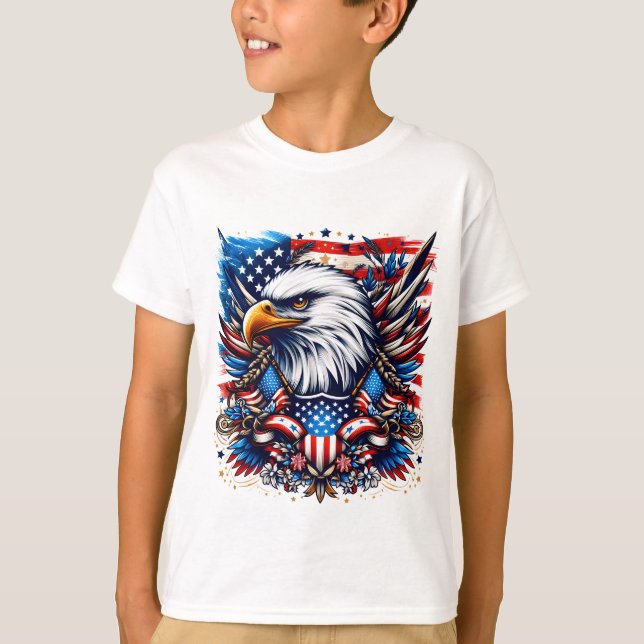 Kids T-Shirt-Patriotic Flag T-Shirt (Front)