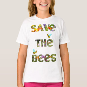 Kids T-shirt Save The Bees Colourful Wildflowers
