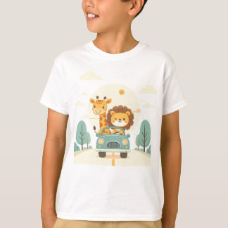 Kids' T-Shirt  with Cute Cartoon Animals Print