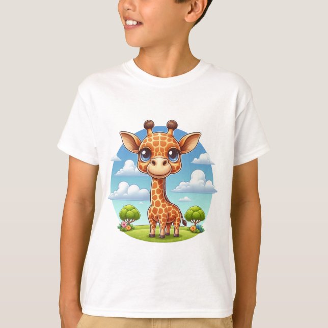 Kids' T-shirt with Cute Giraffe Illustration (Front)