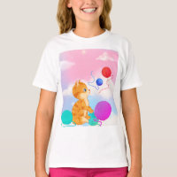 kids T-shirt with white clouds pink, blue,