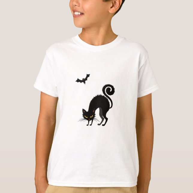 Kids T-Shirts - Spooked Black Cat (Front)