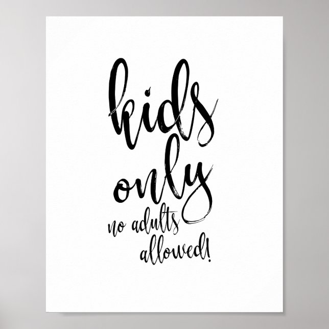 Kids Table Black and White 8x10 Sign for Wedding (Front)