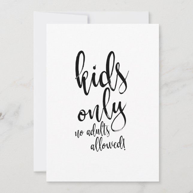 Kids Table Calligraphy Affordable Wedding Sign Invitation (Front)