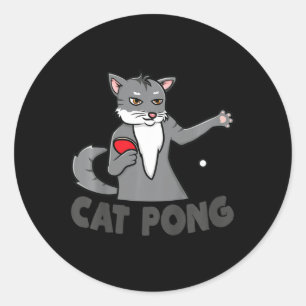 Kids Table Tennis Cat for Boys and Girls Classic Round Sticker