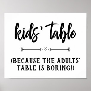 Kids' Table Wedding Reception Sign