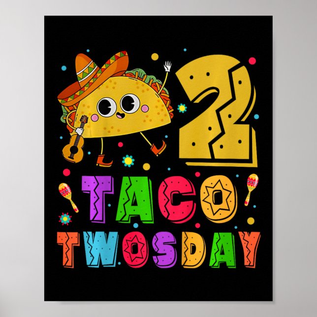 Kids Taco Twosday - Dos Toddler Birthday Party 2 Y Poster (Front)