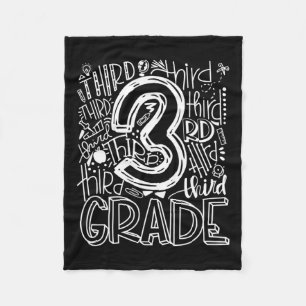 Kids Teacher Back To School 3rd Third Grade Typogr Fleece Blanket