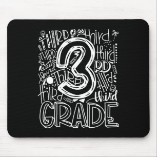 Kids Teacher Back To School 3rd Third Grade Typogr Mouse Mat