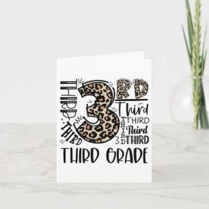 Kids Teacher Ck To School Third Grade Leopard Typo Card