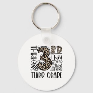 Kids Teacher Ck To School Third Grade Leopard Typo Key Ring