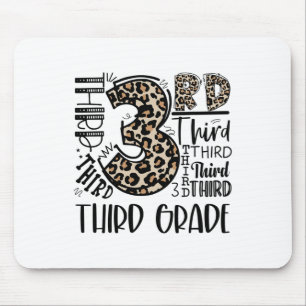 Kids Teacher Ck To School Third Grade Leopard Typo Mouse Mat