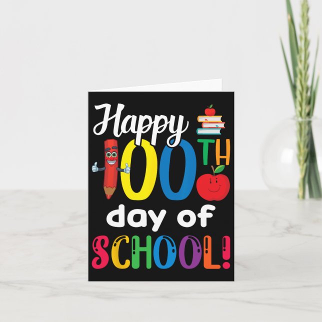 Kids Teacher Gift Happy 100th Day Of School  Card (Front)