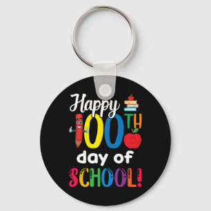 Kids Teacher Gift Happy 100th Day Of School Key Ring