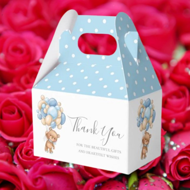 Kids Teddy Balloon Blue Favour Box (Delight your little ones with our Kids Teddy Balloon Blue Favor Box! )