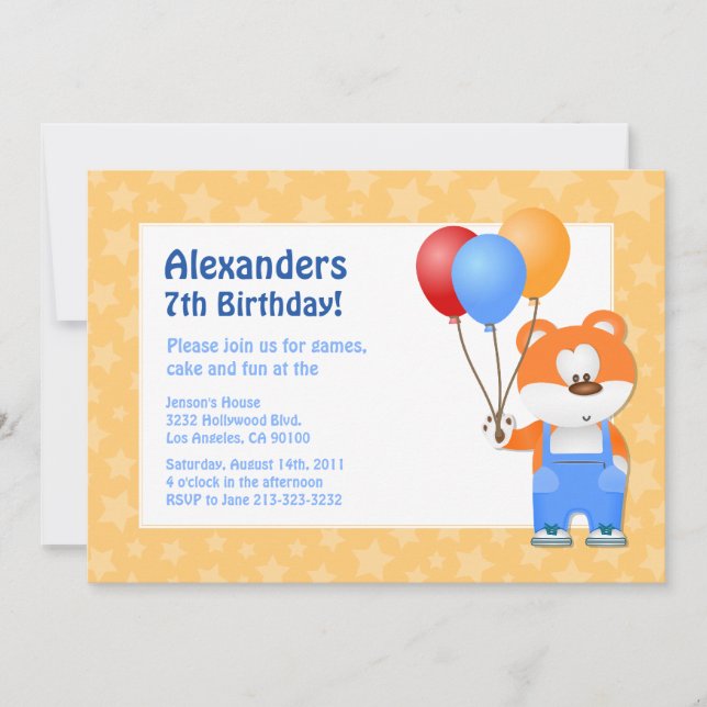 Kids Teddy Bear Birthday Party Invitation (Front)
