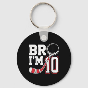 Kids Ten Years Old Tee 10th Birthday Hockey Player Key Ring