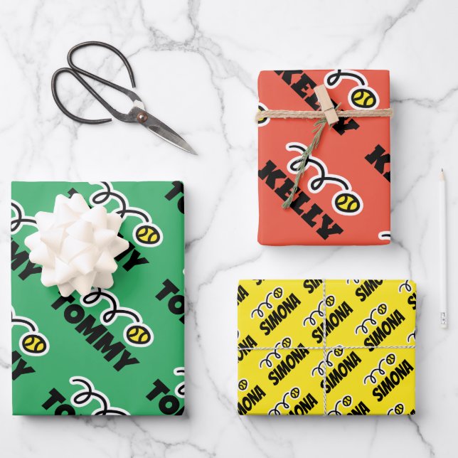 Kids' tennis Christmas custom colour Holiday Wrapping Paper Sheet (Front)