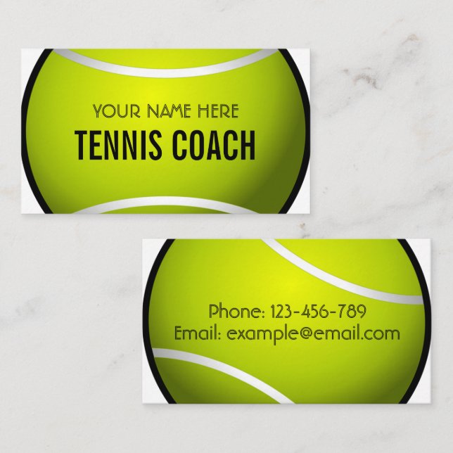 Kid's Tennis Coach Sports Instructor Professional Business Card (Front/Back)