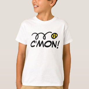 Kids tennis tee shirt with funny slogan   C'mon!