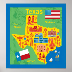 Kids Texas Map Poster