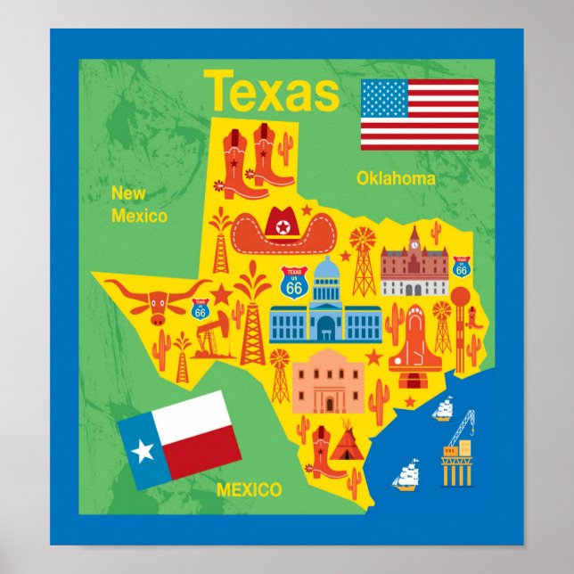 Kids Texas Map Poster (Front)