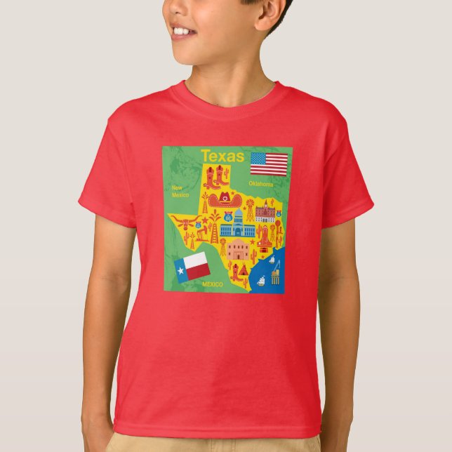 Kids Texas Map T-Shirt (Front)