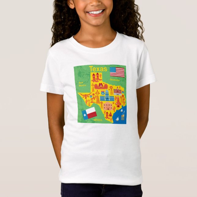 Kids Texas Map T-Shirt (Front)