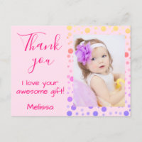 Kids Thank you Cute Colourful Polka