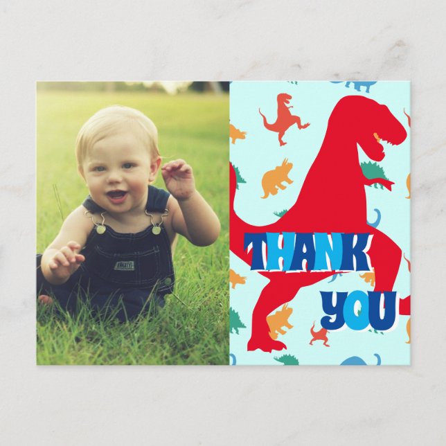 Kids Thank you Dinosaur Postcard (Front)