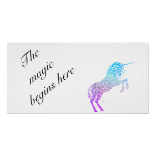 Kids "The Magic Begins Here" Unicorn Glossy Poster