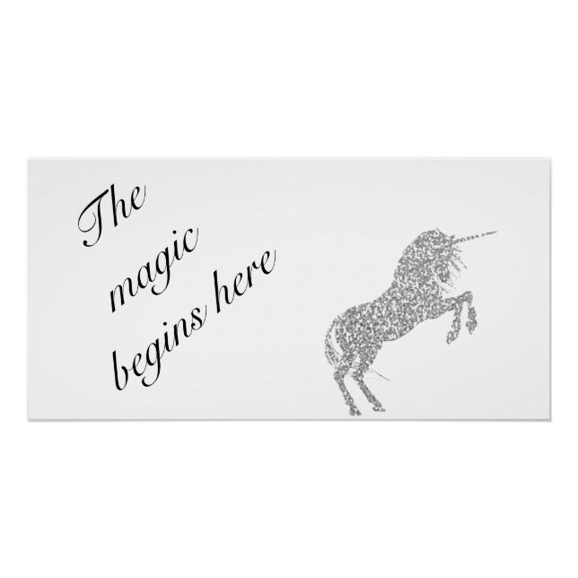 Kids "The Magic Begins Here" Unicorn Glossy Poster (Front)