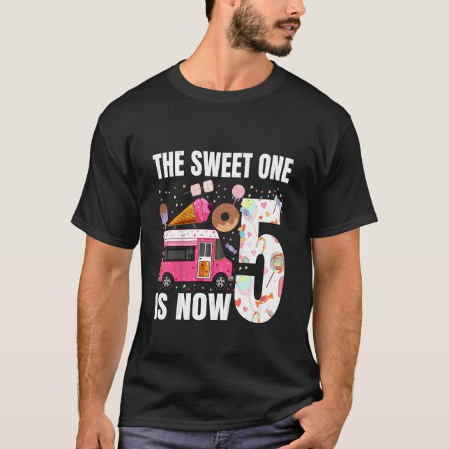Kids The Sweet One Is Now 5 Years Old 5th Birthday T-Shirt (Front)