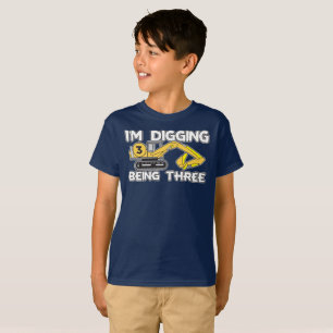 Kid's Third Birthday I'm Digging Being Three T-Shirt
