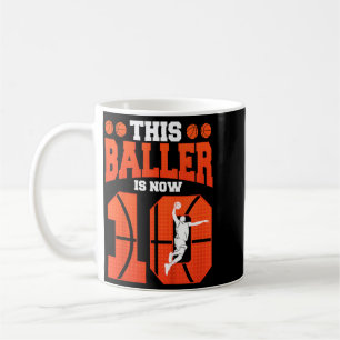 Kids This Baller Is 10 Basketball 10th Birthday Coffee Mug