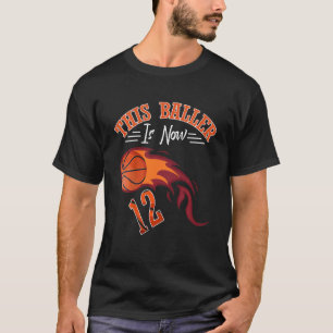 Kids This Baller is 12 Years Old Birthday Boy Bask T-Shirt