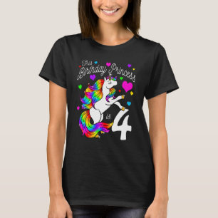 Kids This Birthday Princess Is 4 4th Party Girl Un T-Shirt