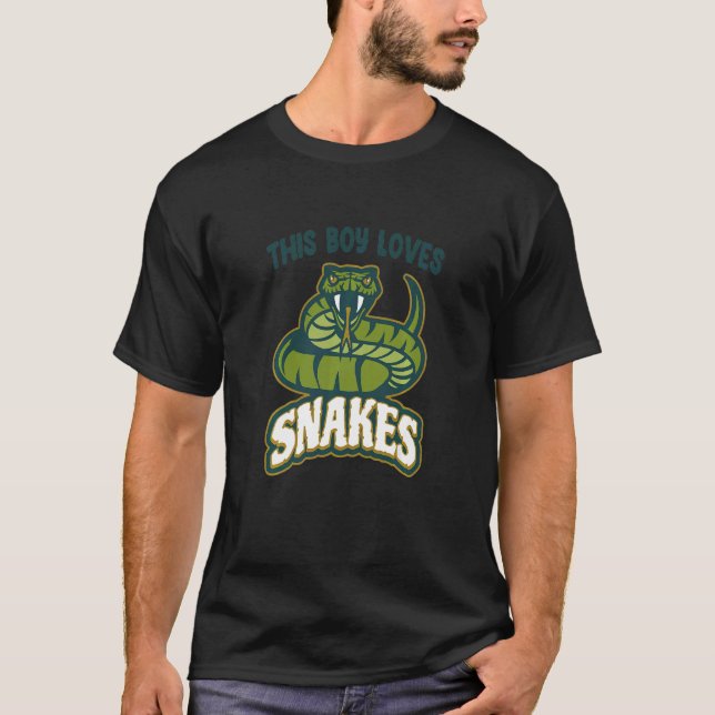 Kids This Boy Loves Snakes Snake Quote Viper Graph T-Shirt (Front)