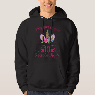 Kids This Girl Is Now 10 Double Digits 10th Birthd Hoodie