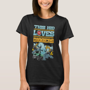 Kids This Kid Loves Diggers 3 Year Old Kid's Const T-Shirt