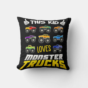 Kids This Kid Loves Monster Trucks Boys And Girls Cushion
