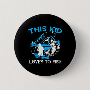 Kids This Kid Loves To Fish Cute Boys Girls Kids T 6 Cm Round Badge
