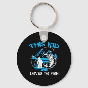 Kids This Kid Loves To Fish Cute Boys Girls Kids T Key Ring