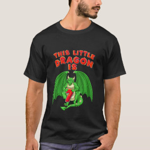 Kids This Little Dragon Is 7 Dragon 7th Birthday 7 T-Shirt