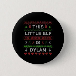 Kids This Little Elf Is Dylan Ugly Christmas Sweat 6 Cm Round Badge