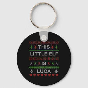Kids This Little Elf Is Luca Ugly Christmas Sweate Key Ring